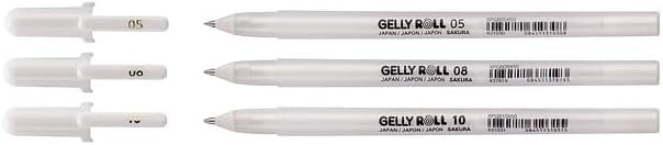 SAKURA Gelly Roll Classic White Gel Pen Set, Assorted Sizes, 3 Pack