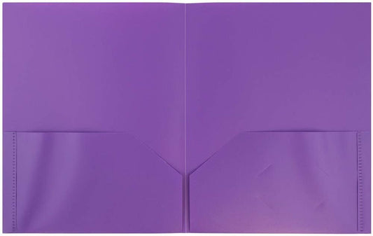 JAM PAPER Plastic 2 Pocket POP Folders - Durable School Folders - Purple - 6/Pack