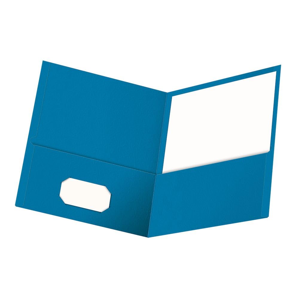 Oxford Twin-Pocket Folders, Textured Paper, Letter Size, Dark Blue, Holds 100 Sheets, Box of 25 (57538EE)