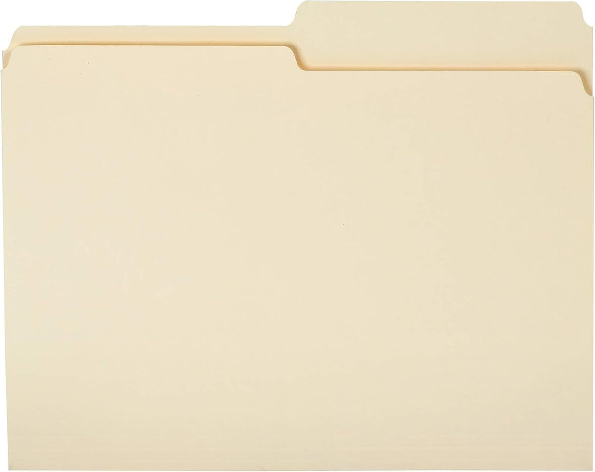 Amazon Basics Manila File Folders, Letter Size, 1/2 Tab in Left and Right Positions, 8.5" x 11", 36-Pack