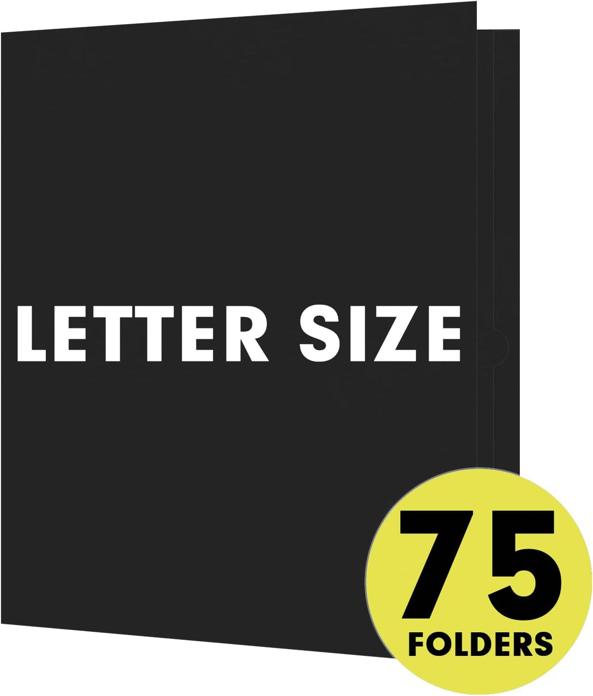 RAZCC Two Pocket Folders, 75 Pack, Letter Size, Black Folders with Pockets