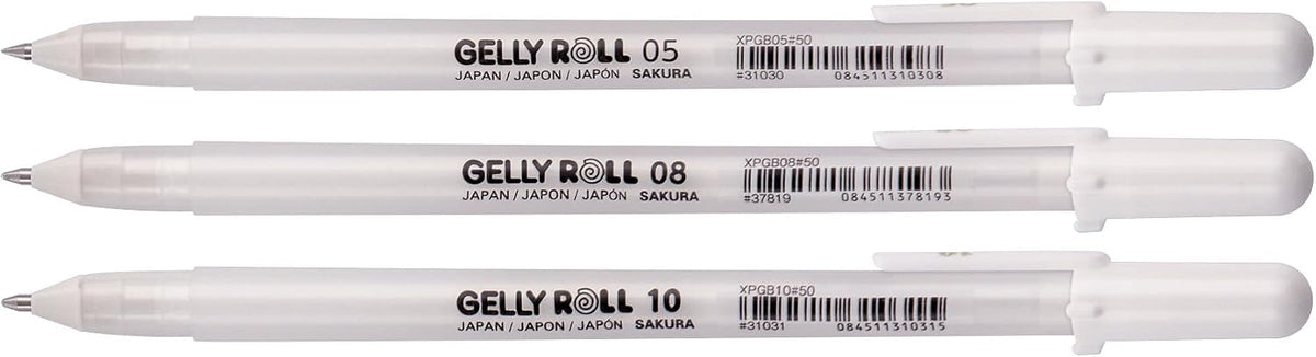 SAKURA Gelly Roll Classic White Gel Pen Set, Assorted Sizes, 3 Pack