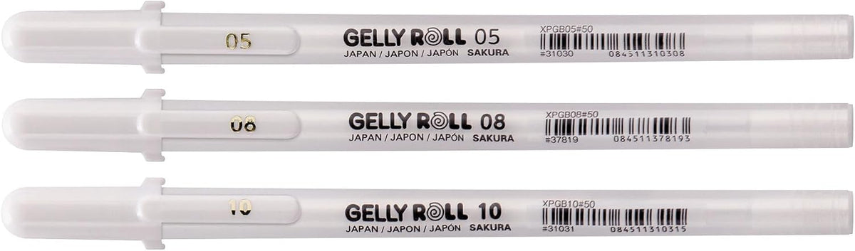 SAKURA Gelly Roll Classic White Gel Pen Set, Assorted Sizes, 3 Pack