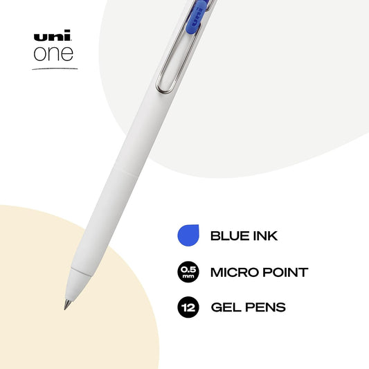 uniball™ one Retractable Gel Pens, Micro Point (0.5mm), Blue Ink, 12 Pack