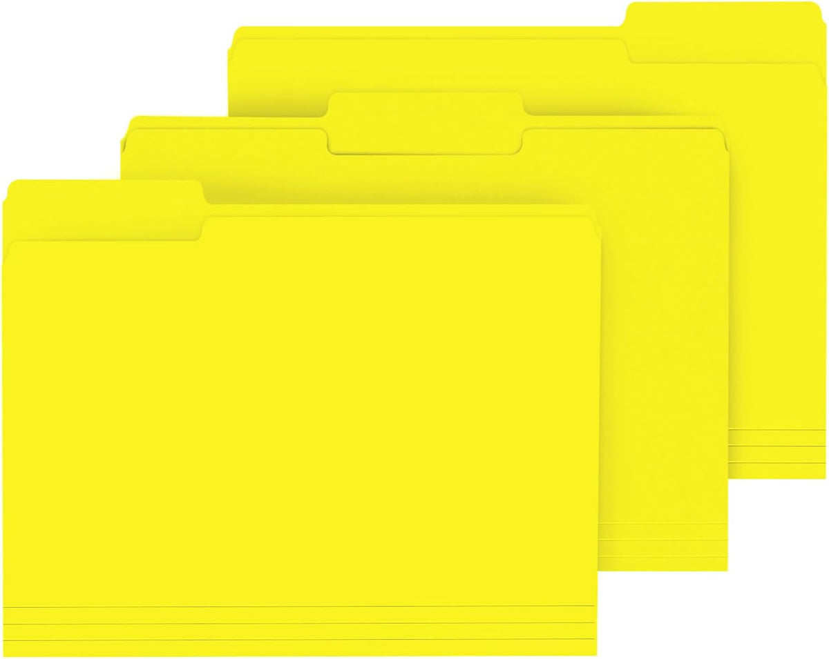 PANDRI Colored File Folders, 120 Pack 1/3 Cut Tab File Folder, Yellow