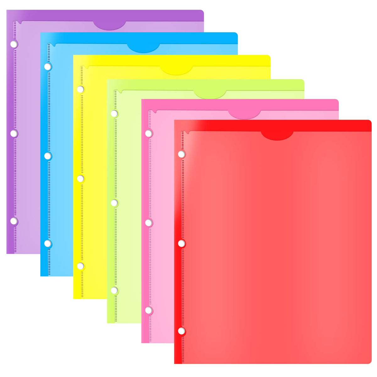 INFUN Heavy Duty Plastic Pocket Folder with Prongs and Clear Front Pocket - 18 Pack, 3 Prong Folders with Pockets and Card Slot, Assorted Colors
