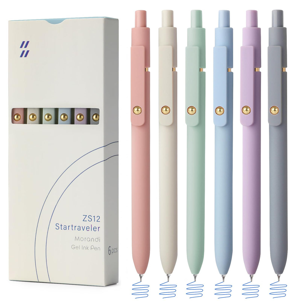 FIOVER Colored Gel Pens 6 Pack 0.7mm Medium Point Pens for Journaling