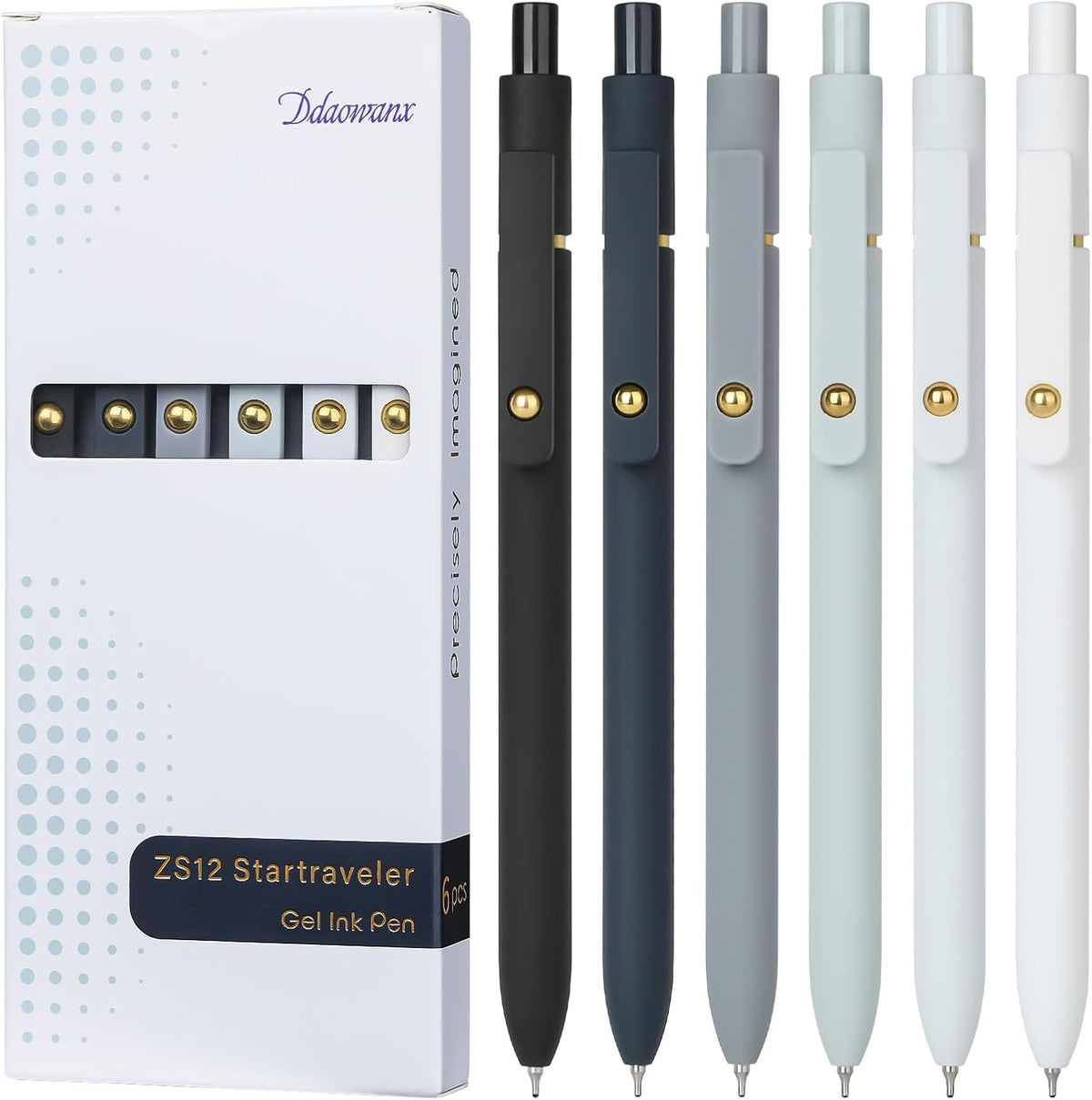Ddaowanx Gel Pens,6 Pcs 0.7mm Retractable Quick Dry Black Ink Pens