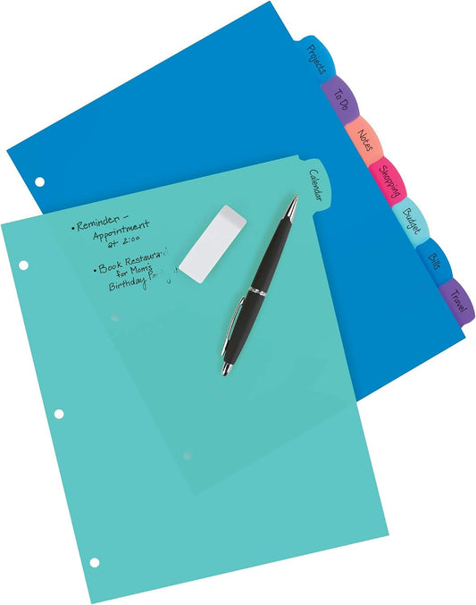 Avery Big Tab Write & Erase Dividers, 8-Tab, Pastel, 1 Set