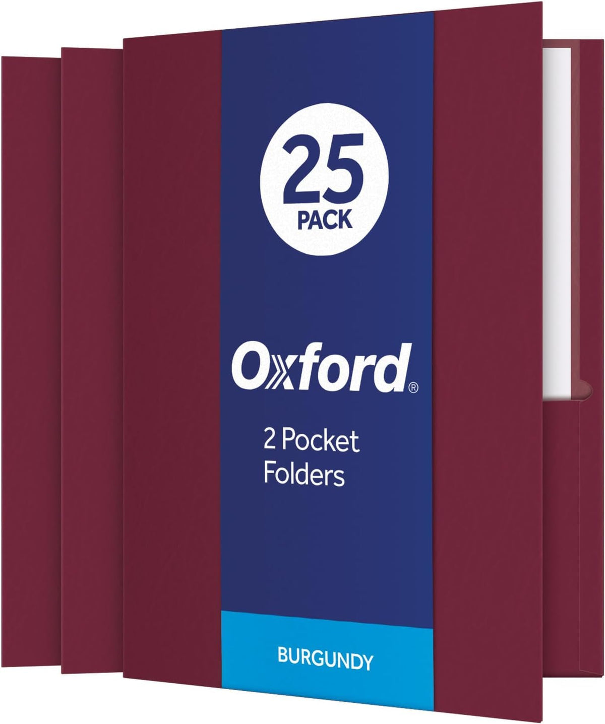 Oxford Twin-Pocket Folders, Textured Paper, Letter Size, Dark Blue, Holds 100 Sheets, Box of 25 (57538EE)