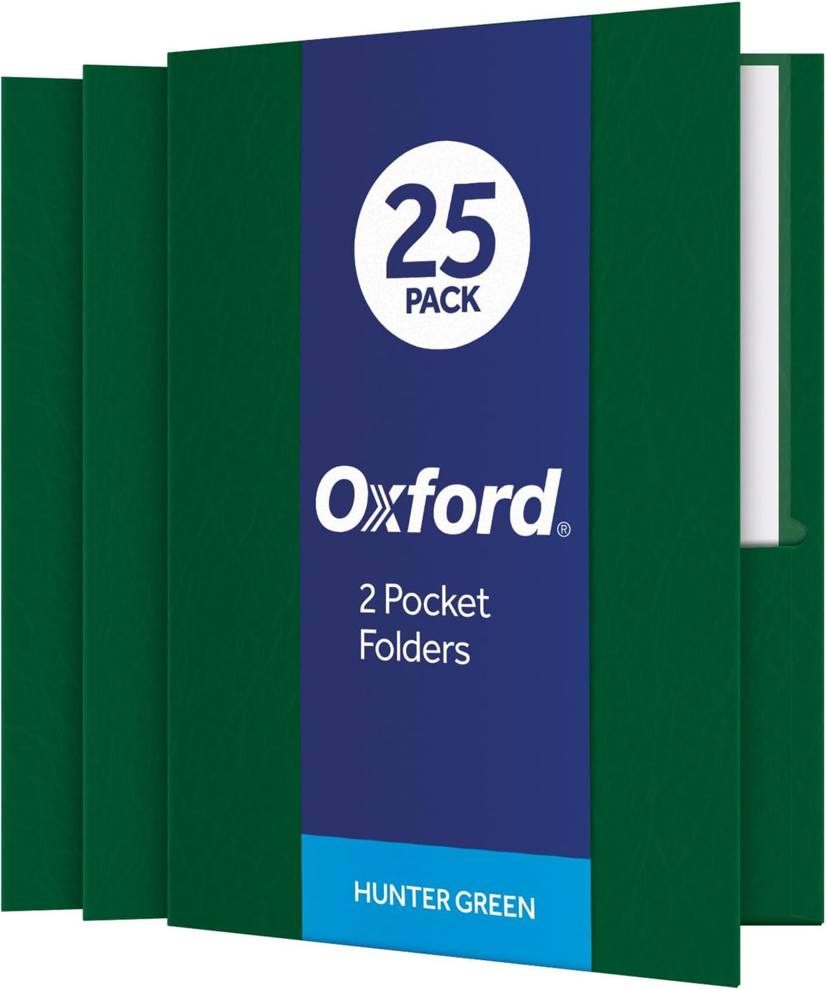 Oxford Twin-Pocket Folders, Textured Paper, Letter Size, Dark Blue, Holds 100 Sheets, Box of 25 (57538EE)