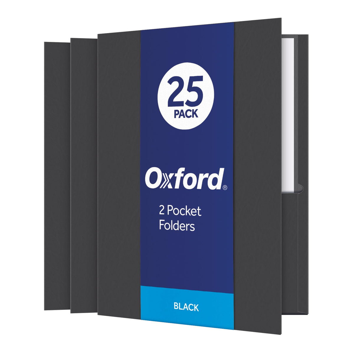 Oxford Twin-Pocket Folders, Textured Paper, Letter Size, Dark Blue, Holds 100 Sheets, Box of 25 (57538EE)