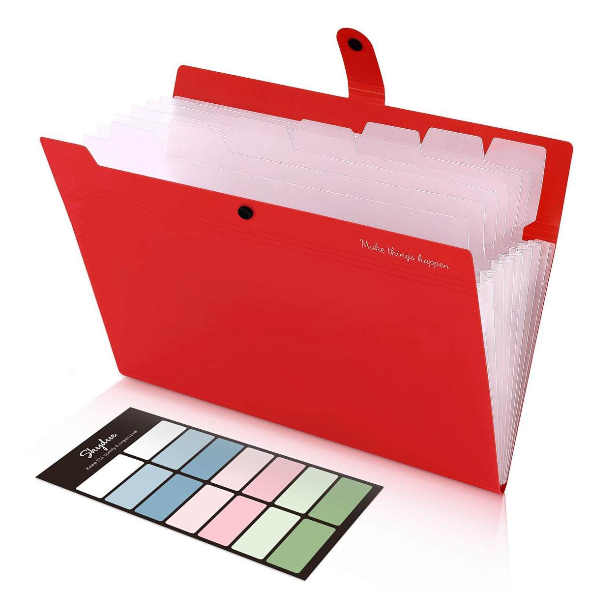 SKYDUE Expanding File Folders with 8 Pockets, Accordion File Organizer with Labels, Portable Paper Bill Receipt Organizer, Letter Size, Home School Office Supplies, Olive Green