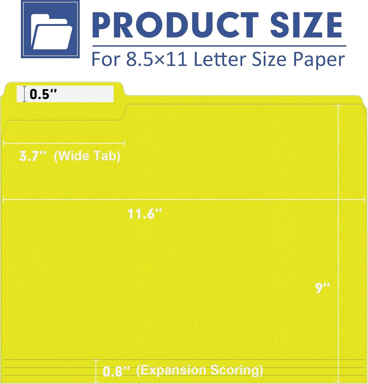 PANDRI Colored File Folders, 120 Pack 1/3 Cut Tab File Folder, Yellow