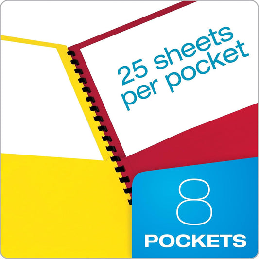Oxford 8-Pocket Paper Folder, Letter Size, 200-Sheet Capacity, Multicolor, Red, Green, Yellow, Purple (99656), Multicilor, 8-1/2" x 11"