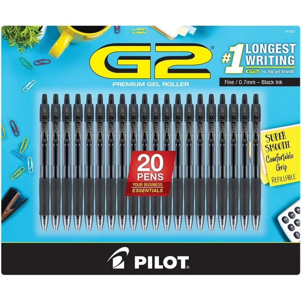 PILOT G2 Premium Gel Ink Pens, Fine Point 0.7mm, Assorted Inks, 20 Count