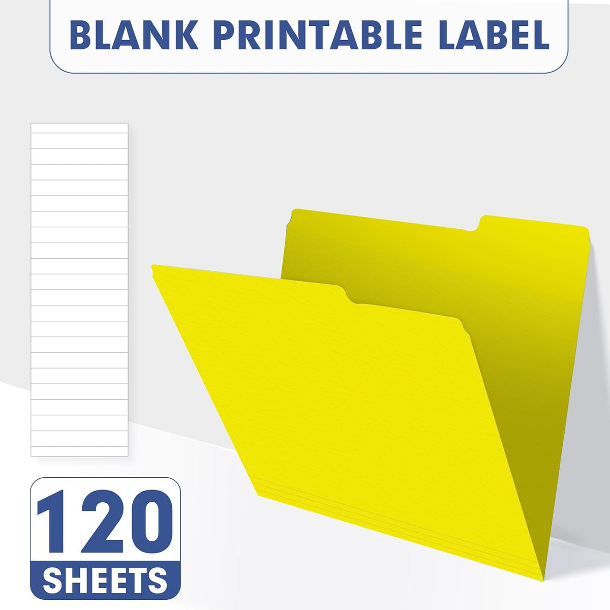 PANDRI Colored File Folders, 120 Pack 1/3 Cut Tab File Folder, Yellow