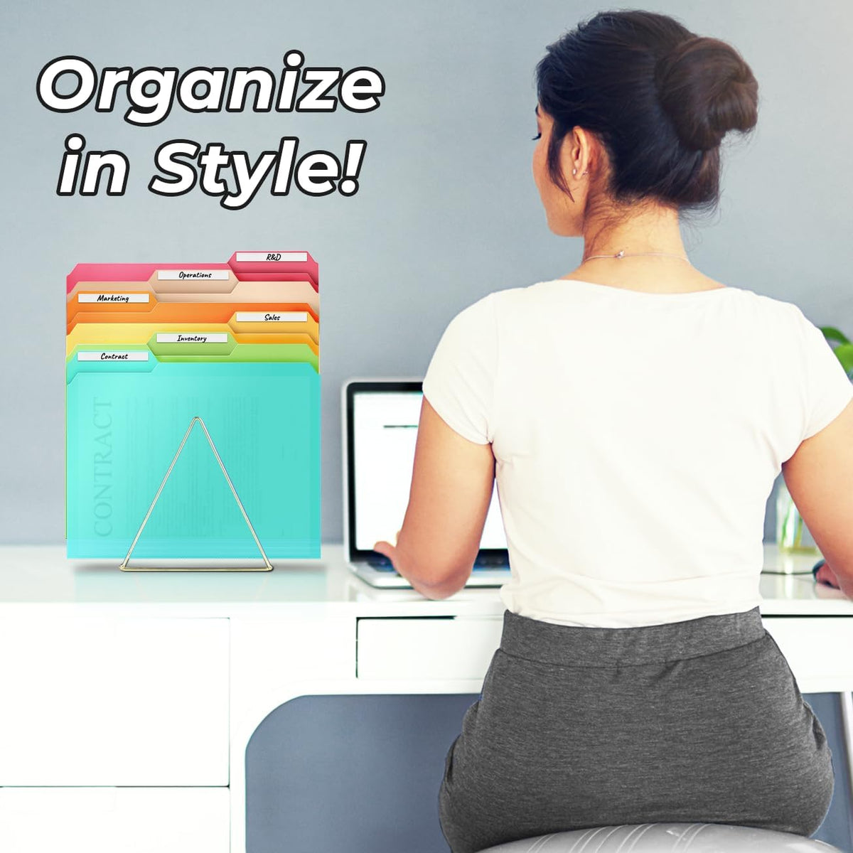 Dunwell Plastic File Folders, 1/3 Tab, Letter Size Documents, 6 Pack