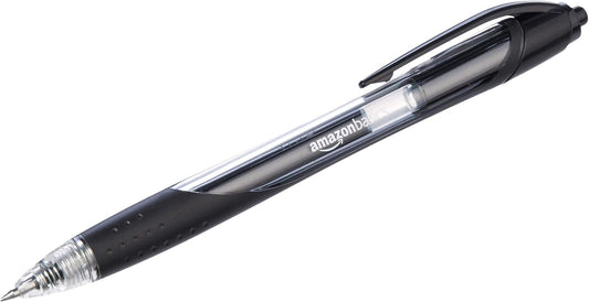 Amazon Basics Retractable Gel Ink Pens for Note-Taking and Office Writing, Fine Point 0.7mm, Smooth Writing, Black, 12-Pack