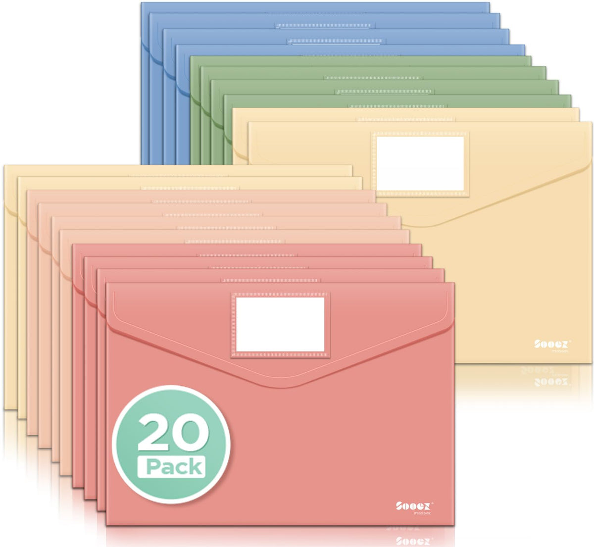 Sooez 10 Packs Plastic Envelopes, Plastic File Folders, Clear Folders