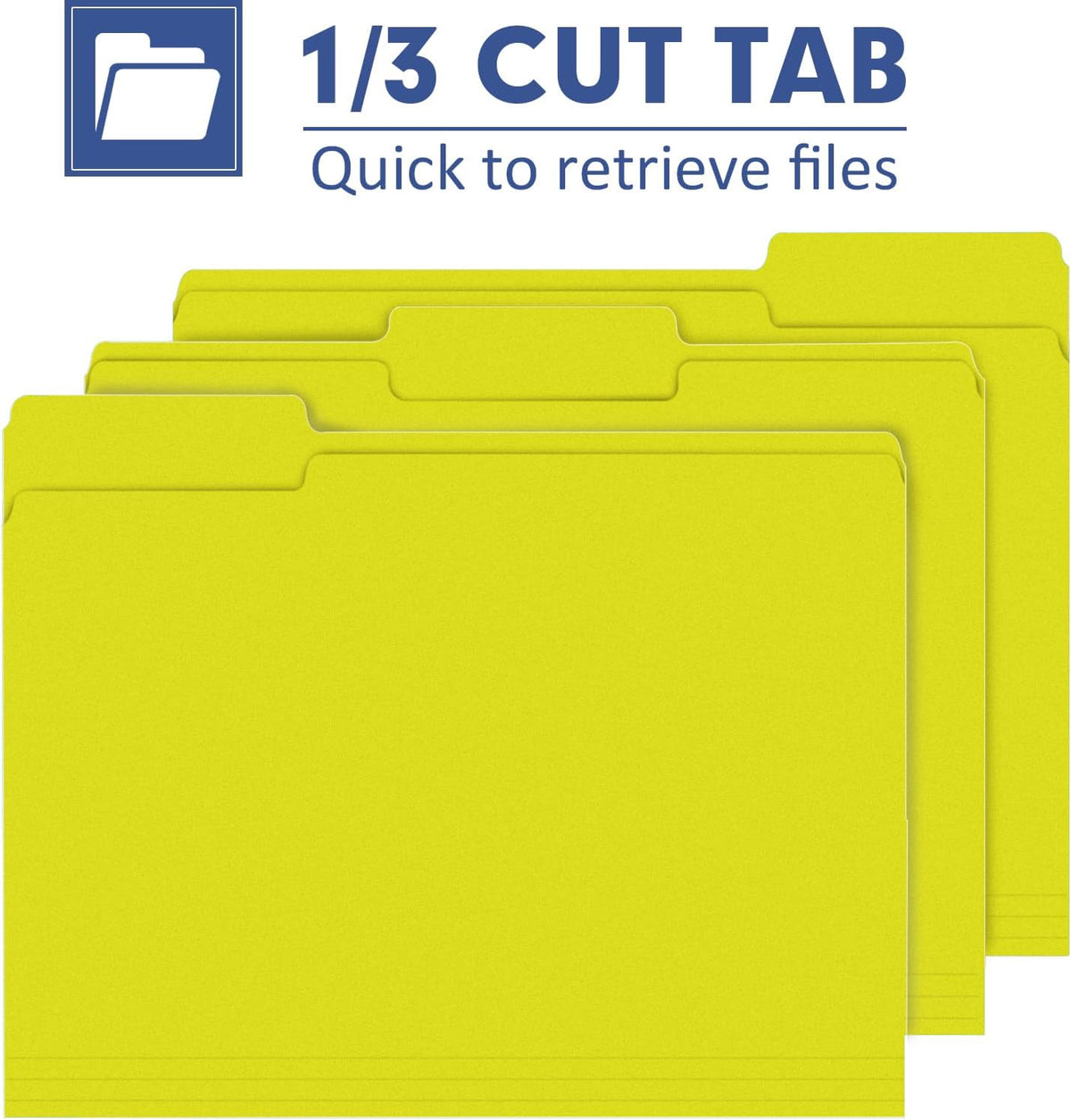 PANDRI Colored File Folders, 120 Pack 1/3 Cut Tab File Folder, Yellow