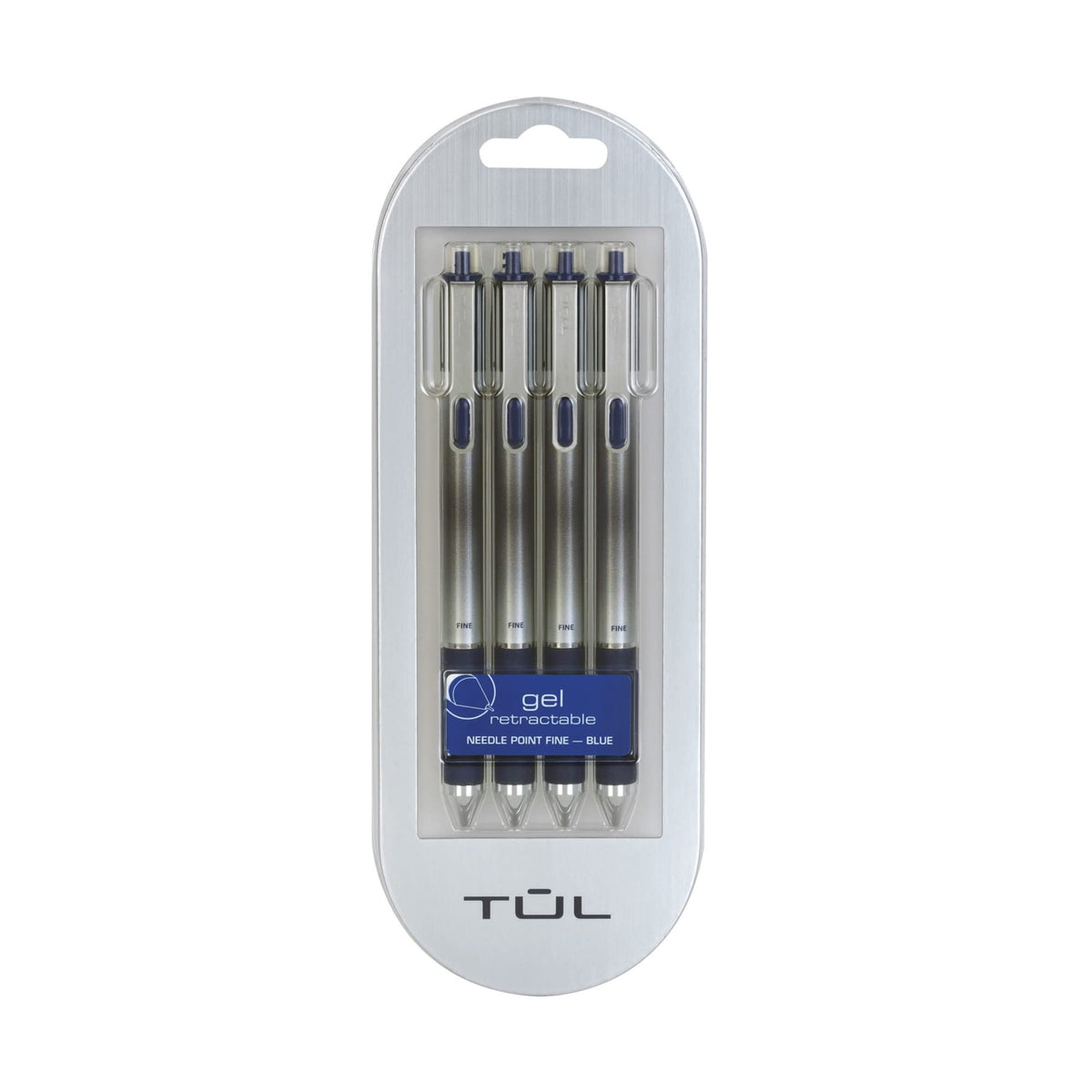 TUL Retractable Gel Pens 0.5mm Needle Point Fine, Black/Blue Bundle (2 4-packs)