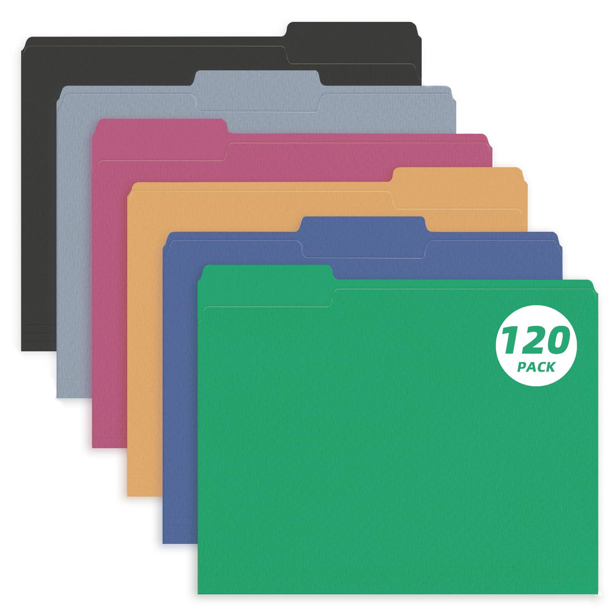 PANDRI Colored File Folders, 120 Pack 1/3 Cut Tab File Folder, Yellow