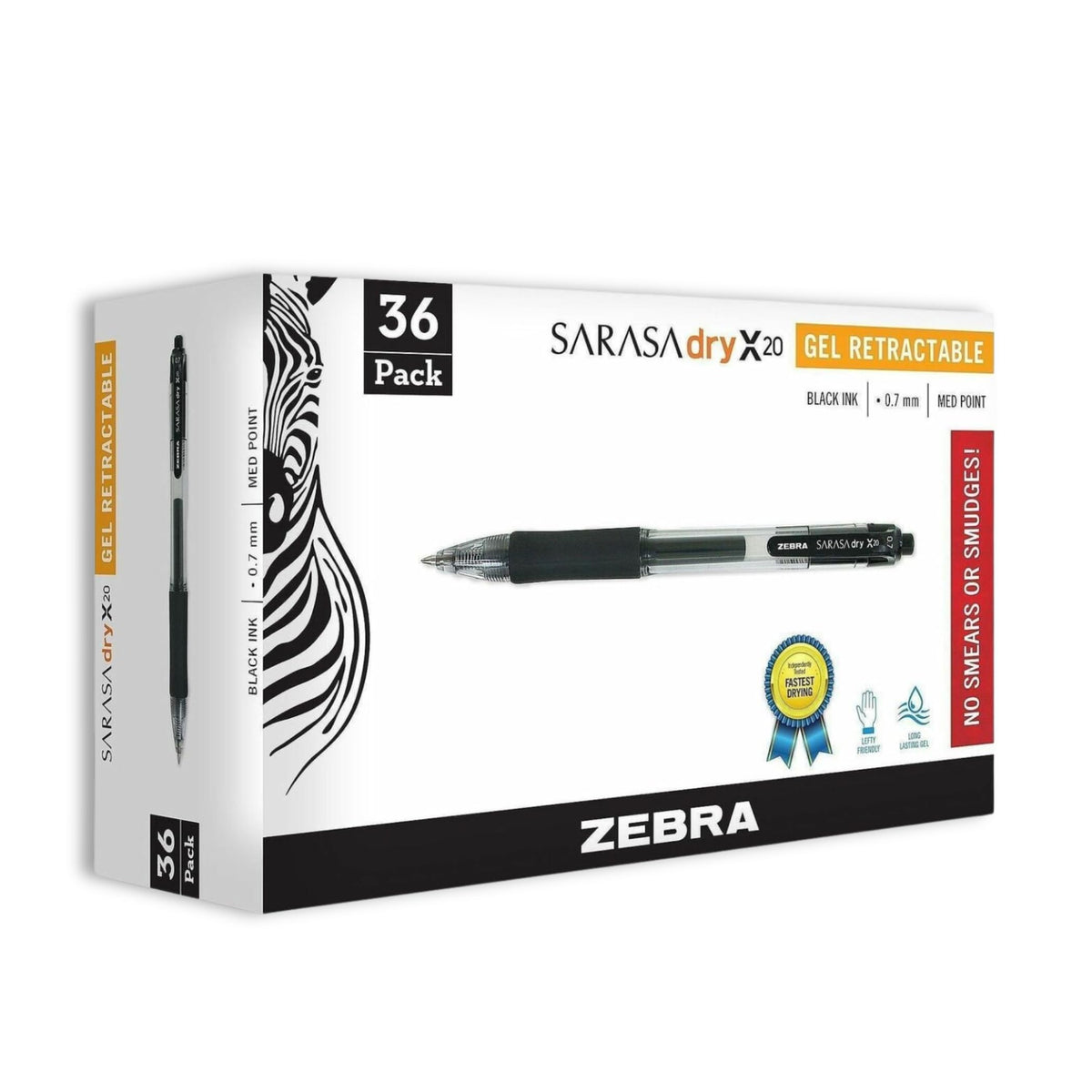 Zebra Pen SARASA X20 Retractable Gel Pen, Black Ink, 0.7mm, 12-Pack