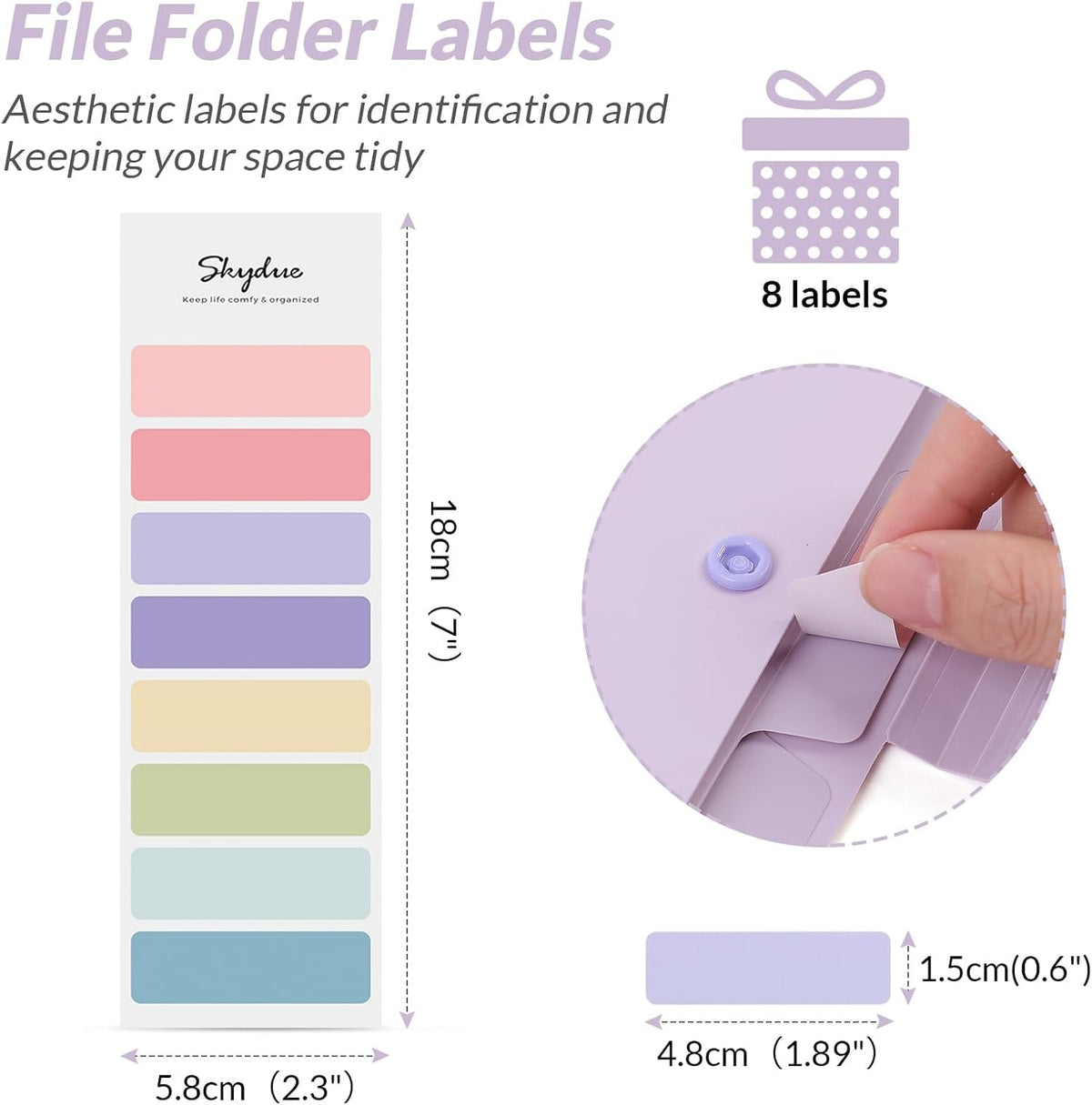 SKYDUE Expanding File Organizer with 5 Pockets, Accordion File Folders with Labels, Portable Document Paper Bill Receipt Organizer, Home College School Office Supplies, Letter Size, Lilac
