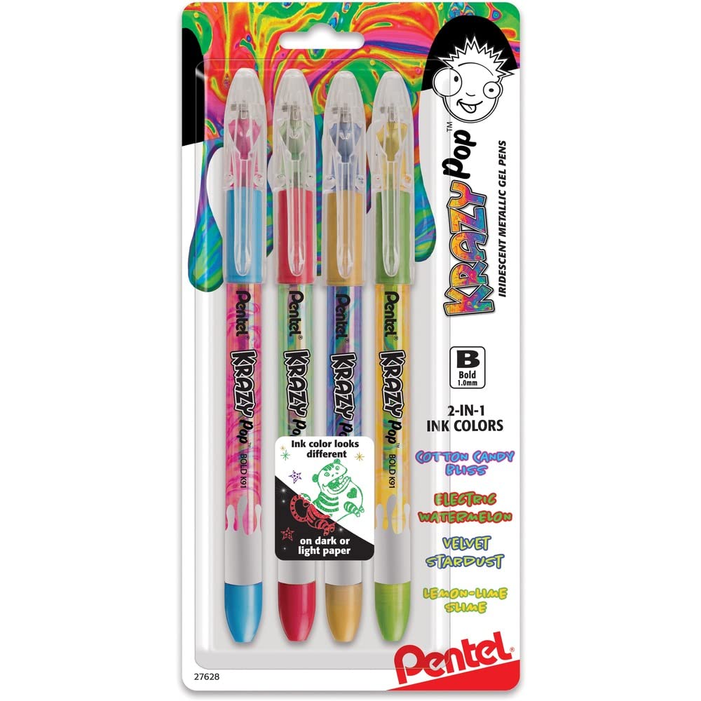 Pentel Arts Milky Pop Pastel Gel Pen, 0.8mm Medium Line, Assorted Colors, Pack of 8 (K98PABP8M)