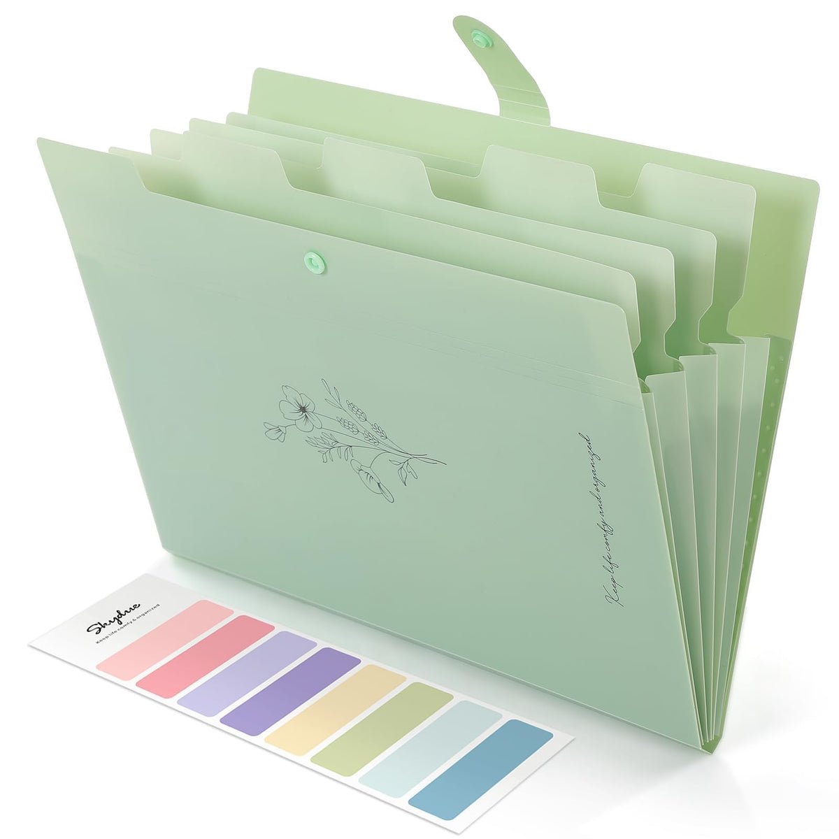 SKYDUE Expanding File Organizer with 5 Pockets, Accordion File Folders with Labels, Portable Document Paper Bill Receipt Organizer, Home College School Office Supplies, Letter Size, Lilac