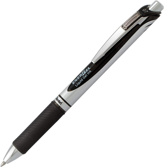 Pentel Energel RTX Retractable Liquid Gel Pen, 0.7mm, Metal Tip, Pack of 12 6 Black and 6 Blue Ink Pens