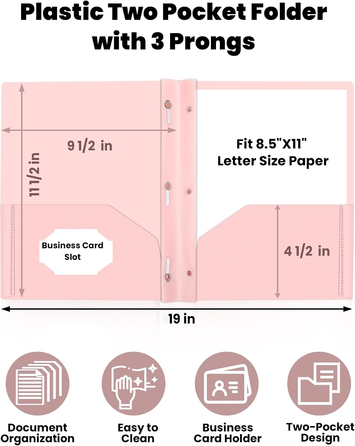 SUNEE 3-Prong Plastic Folders with Pockets (6 Pack, Pastel Colors) 2 Pocket Folders with Fasteners, Tear-Resistant Plastic Pockets, and Fit Letter Size Paper, Use for School Office Home Business