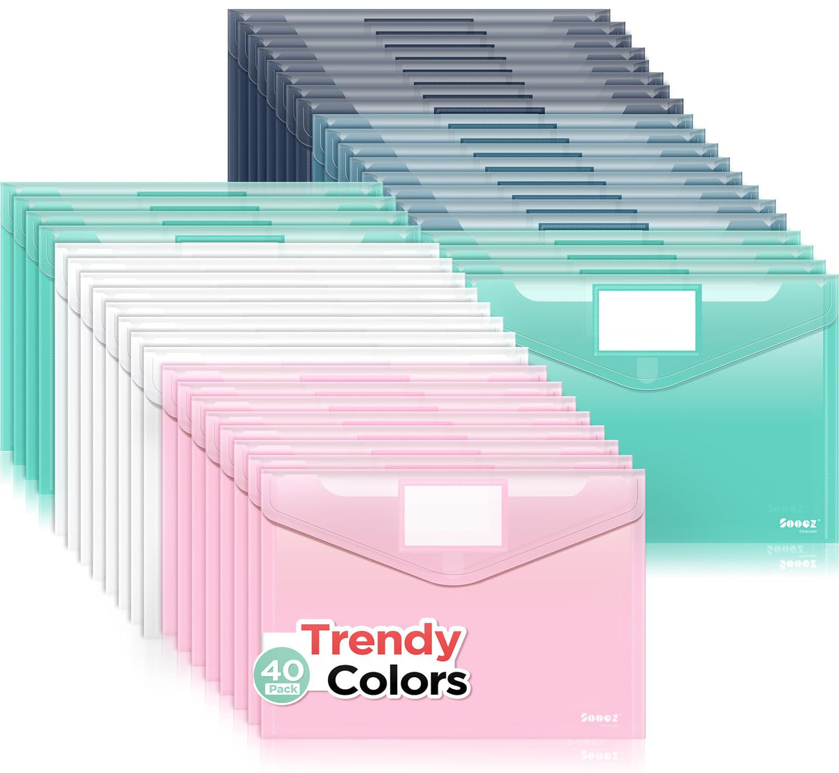 Sooez 10 Packs Plastic Envelopes, Plastic File Folders, Clear Folders