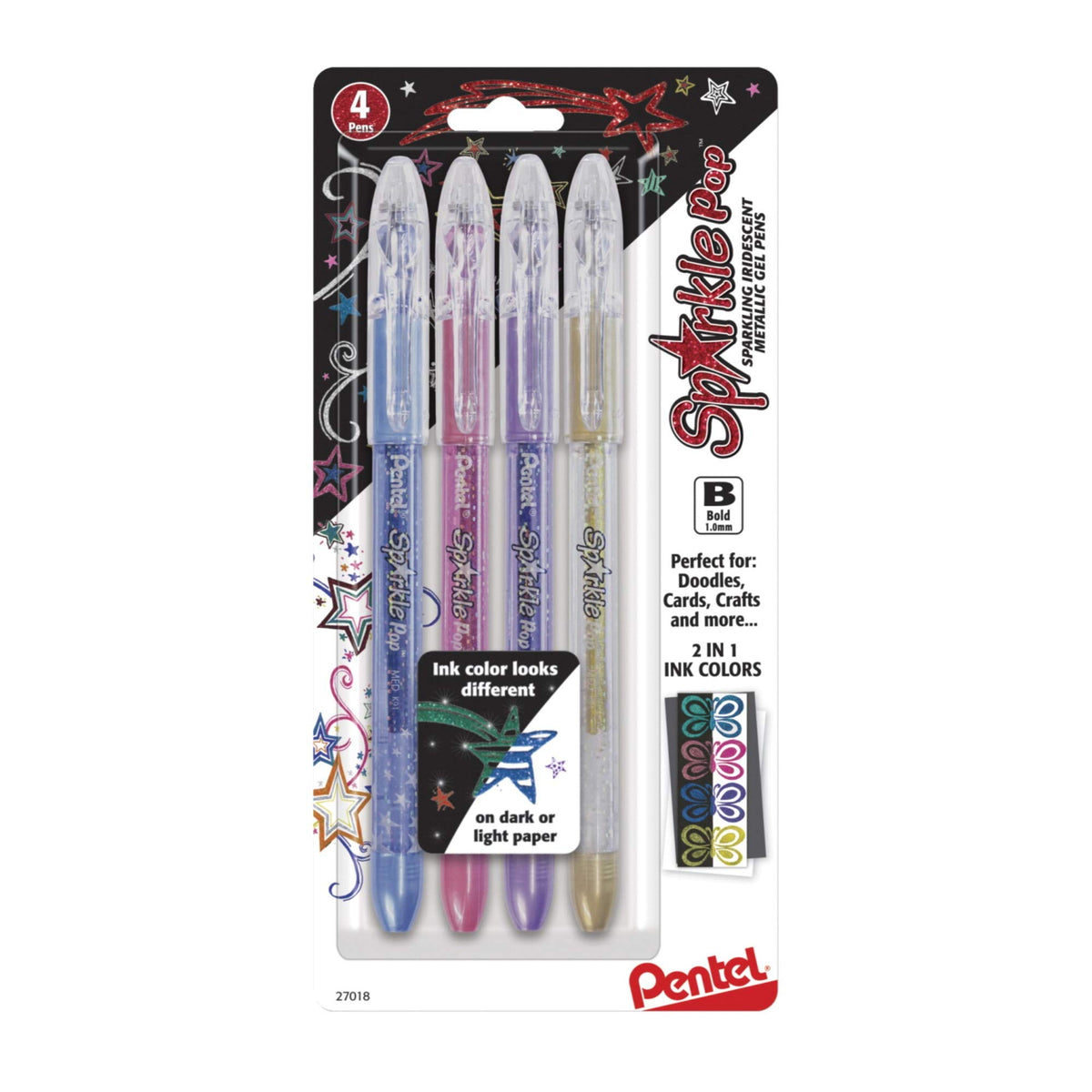 Pentel Arts Milky Pop Pastel Gel Pen, 0.8mm Medium Line, Assorted Colors, Pack of 8 (K98PABP8M)