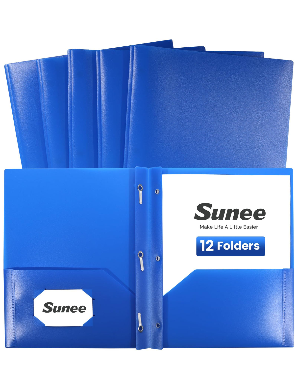SUNEE 3-Prong Plastic Folders with Pockets (6 Pack, Pastel Colors) 2 Pocket Folders with Fasteners, Tear-Resistant Plastic Pockets, and Fit Letter Size Paper, Use for School Office Home Business