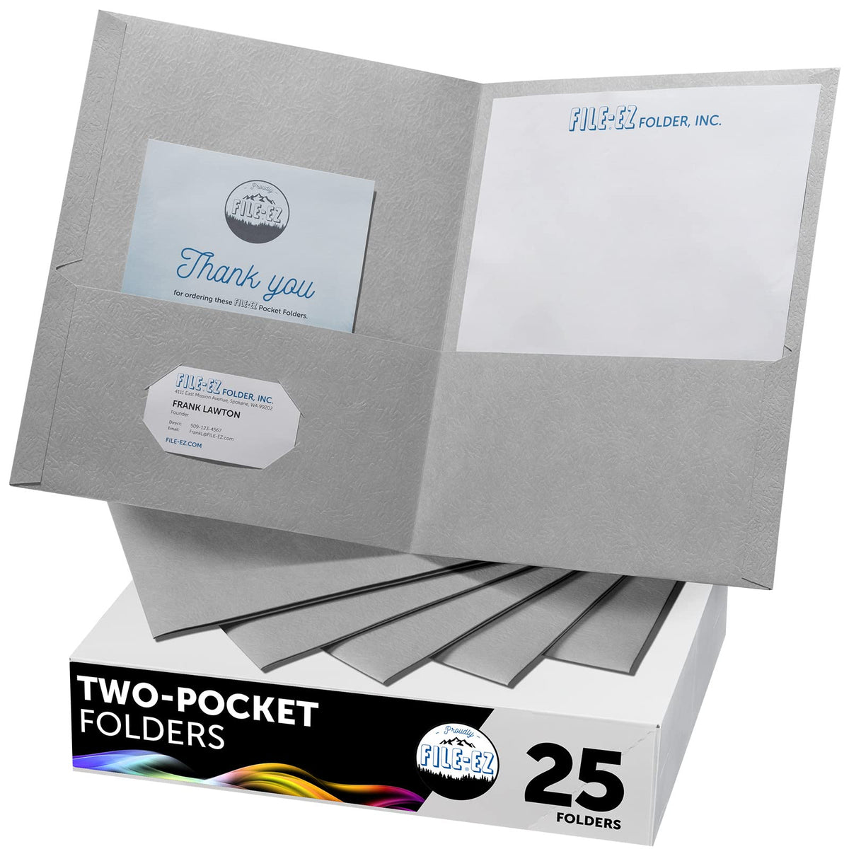 FILE-EZ Two-Pocket Folders, Navy Dark Blue, 25-Pack, Textured Paper, Letter Size (EZ-32523)