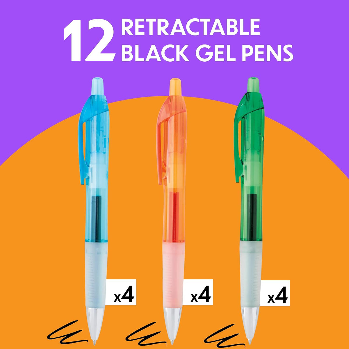 BIC Intensity Clic Black Gel Pens, Medium Point, 0.7mm, 12-Count Pack