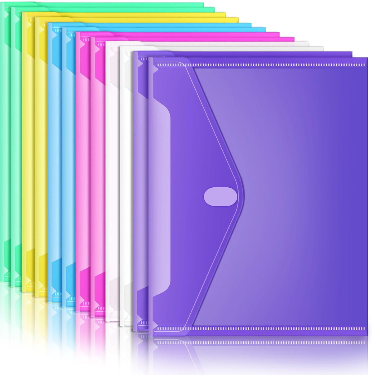 Sooez 12 Pack Plastic Envelopes File Folders, Plastic Filing Folders