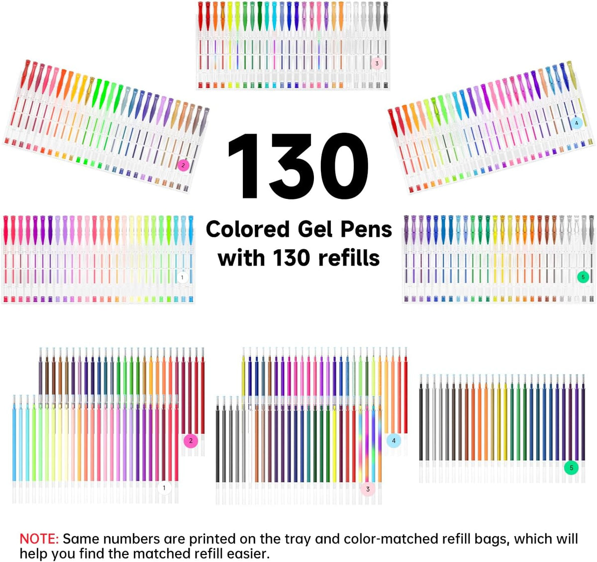 Shuttle Art 260 Pack Gel Pens Set, 130 Colors with 130 Refills for Adults Coloring Books Drawing Crafts Scrapbooking Journaling