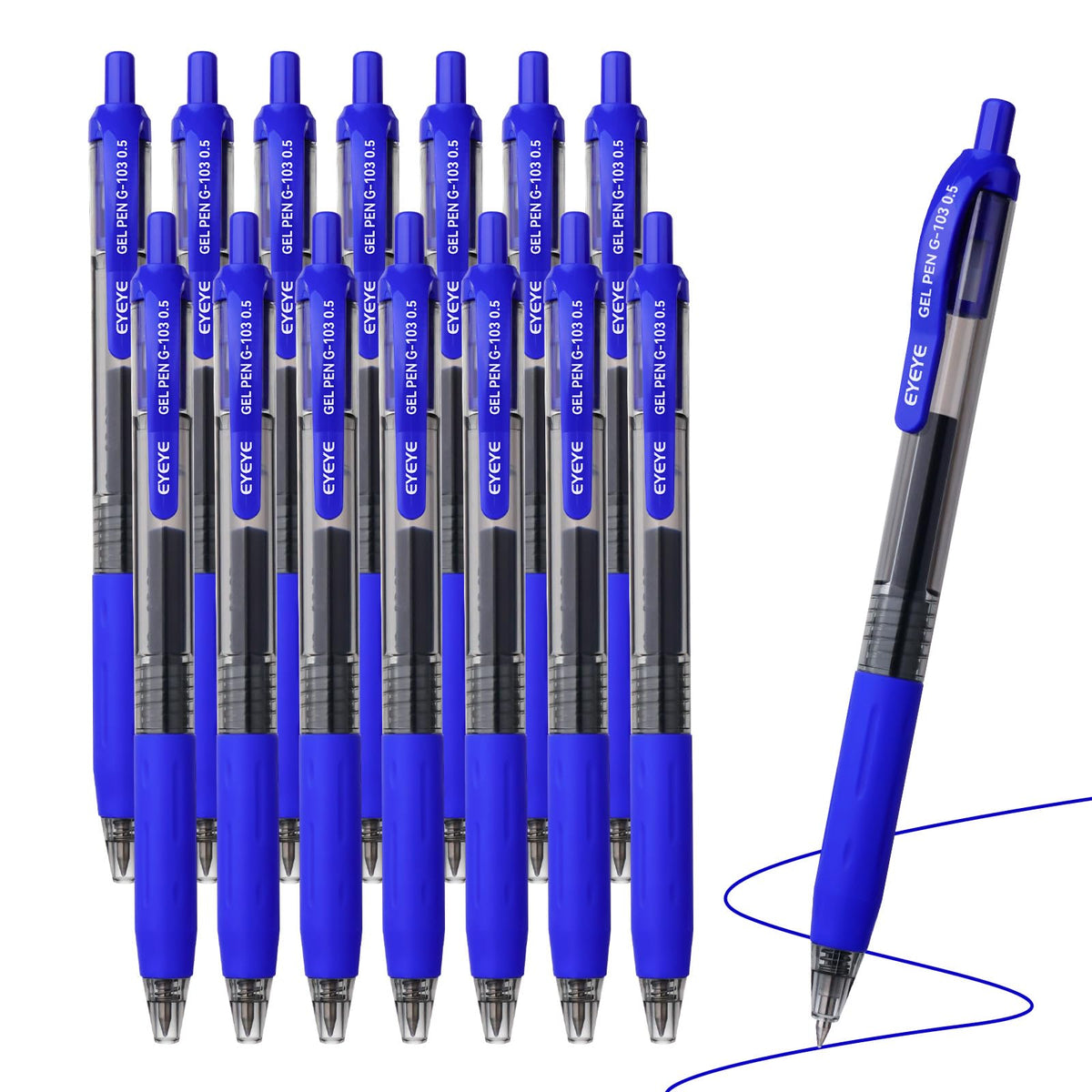 EYEYE G-103 Gel Pens, Black Ink, 0.5mm Extra Fine Point, Pack of 10