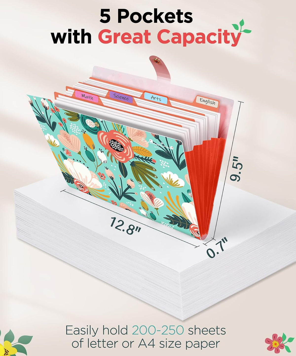 Sooez File Folders Organizer, Folders with 5 Pockets, Folders for Documents