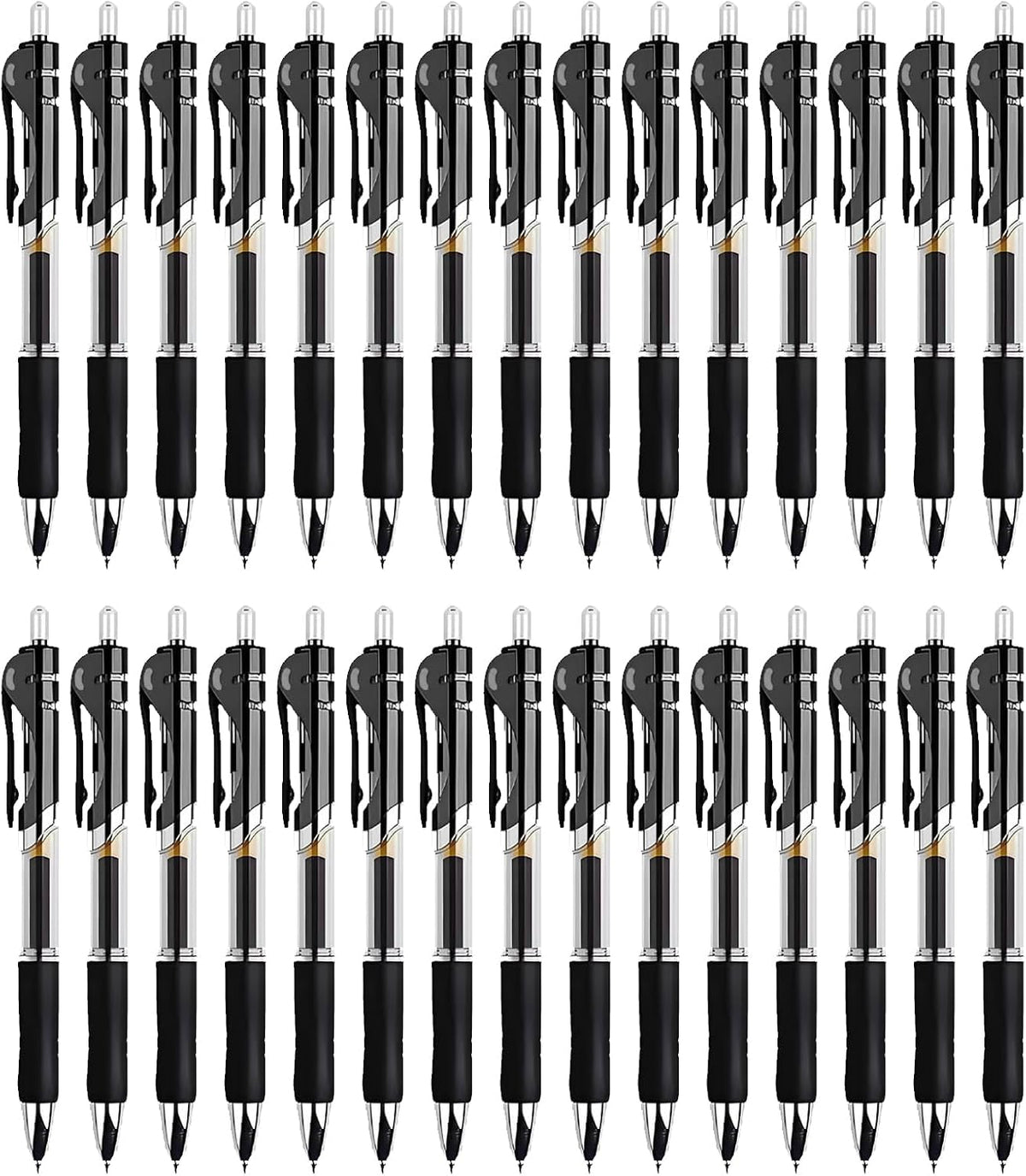 30pcs Black Gel Ink Pens for Writing, 0.5 mm Pens Fine Point Smooth Writing Pens for Journaling, Bulk Retractable Rollerball Pens for School Office.
