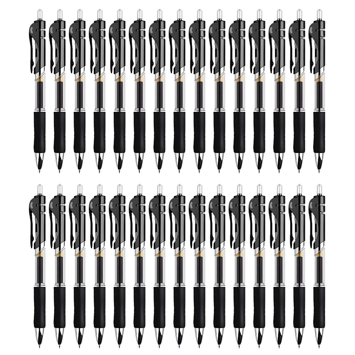 30pcs Black Gel Ink Pens for Writing, 0.5 mm Pens Fine Point Smooth Writing Pens for Journaling, Bulk Retractable Rollerball Pens for School Office.