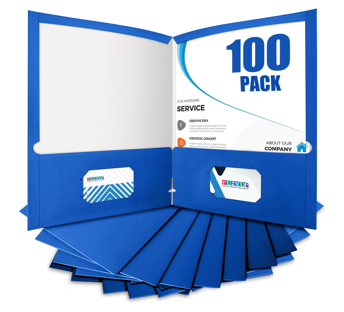 BIBRADAA® 50 Packs Blue Paper Folders with Pockets,Paper Folder Surface with Waterproofing,Letter Size,Holds 100 Plus Sheets,for School,Office,Business.(50, Dark Blue)