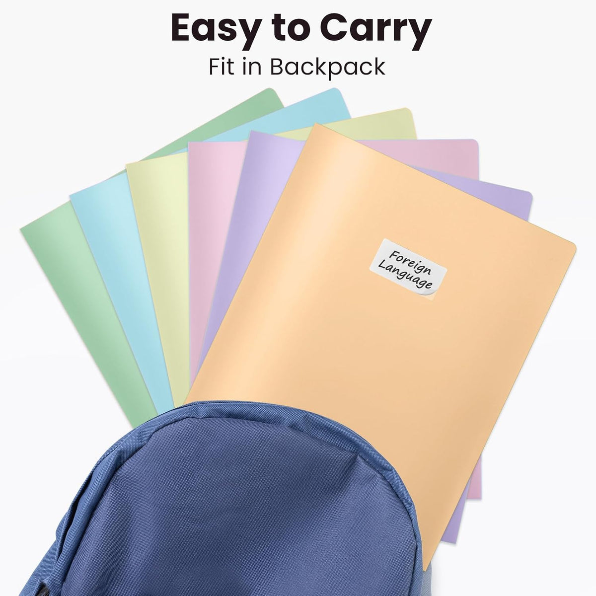Sooez 7Pack Folders with Pockets, Pastels Colors, Heavy Duty Pocket Folder