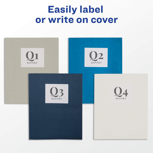 Avery® Two Pocket Folders, Holds up to 40 Sheets, Business Card Slot, 25 White Folders (47991)
