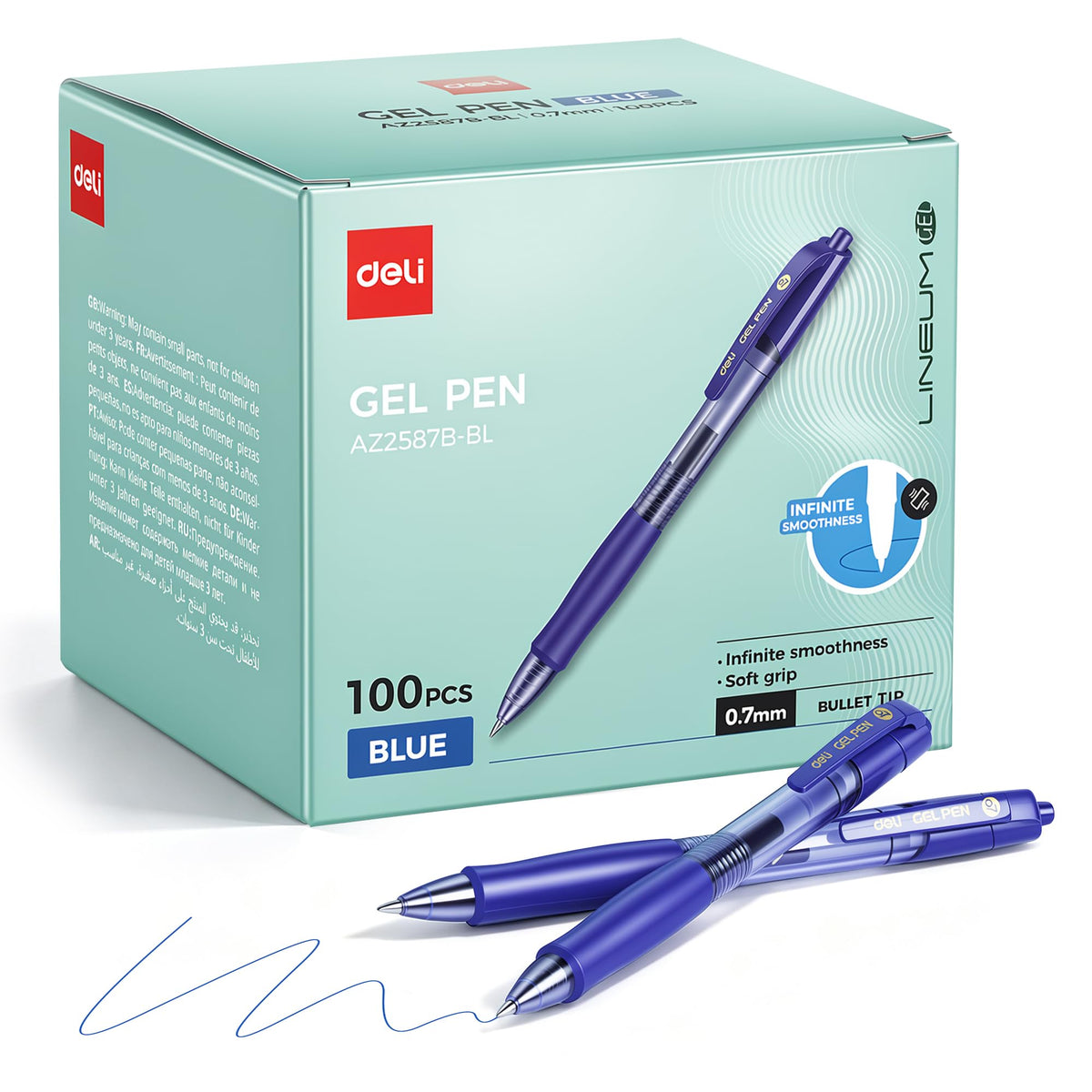 deli Pens Bulk, 50 Pcs Retractable Gel Pens Medium Point 0.7mm