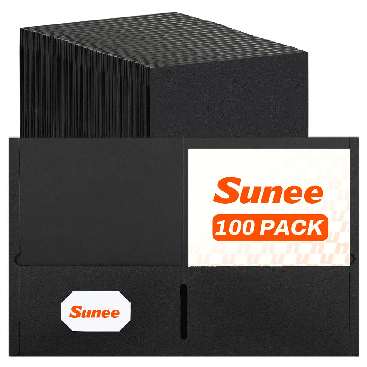 SUNEE Folders with Pockets(25 Pack, Black), 2 Pocket Folders Fit Letter Size Paper, Paper File Folder for School Office Home Bussiness