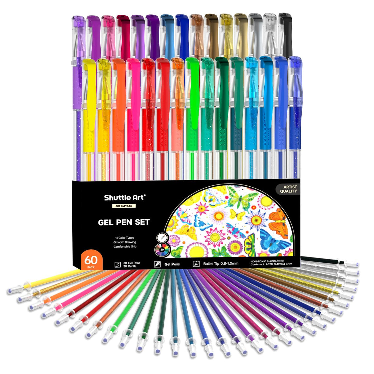 Shuttle Art 260 Pack Gel Pens Set, 130 Colors with 130 Refills for Adults Coloring Books Drawing Crafts Scrapbooking Journaling